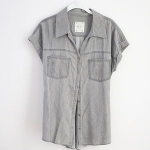 Distressed Gray Button-down Shirt